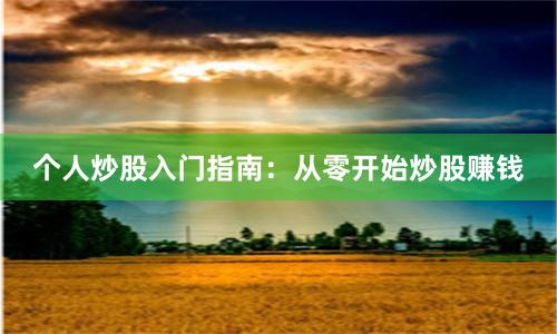 个人炒股入门指南：从零开始炒股赚钱